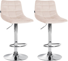 2er Set Barhocker Jerry Samt chrom - beige