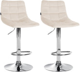 2er Set Barhocker Jerry Samt chrom - creme