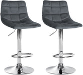 2er Set Barhocker Jerry Samt chrom - dunkelgrau