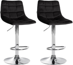 2er Set Barhocker Jerry Samt chrom - schwarz