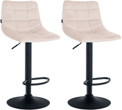 2er Set Barhocker Jerry Samt schwarz - beige