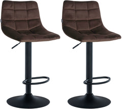2er Set Barhocker Jerry Samt schwarz - braun