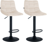 2er Set Barhocker Jerry Samt schwarz - creme