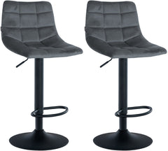 2er Set Barhocker Jerry Samt schwarz - dunkelgrau