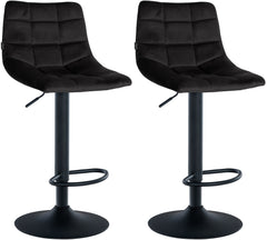2er Set Barhocker Jerry Samt schwarz - schwarz