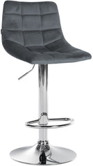 2er Set Barhocker Jerry Samt chrom - dunkelgrau