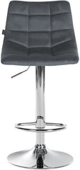 2er Set Barhocker Jerry Samt chrom - dunkelgrau