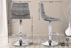 2er Set Barhocker Jerry Samt chrom - grau