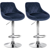 2er Set Barhocker Lazio Samt chrom - blau