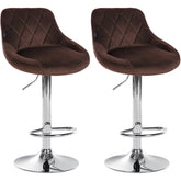 2er Set Barhocker Lazio Samt chrom - braun