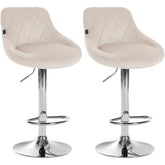 2er Set Barhocker Lazio Samt chrom - creme
