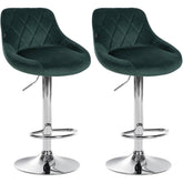 2er Set Barhocker Lazio Samt chrom - dunkelgr�n