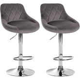 2er Set Barhocker Lazio Samt chrom - grau