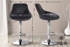 2er Set Barhocker Lazio Samt chrom - dunkelgrau