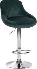 2er Set Barhocker Lazio Samt chrom - dunkelgr�n