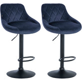 2er Set Barhocker Lazio Samt schwarz - blau