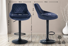 2er Set Barhocker Lazio Samt schwarz - blau
