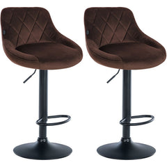 2er Set Barhocker Lazio Samt schwarz - braun