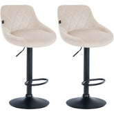 2er Set Barhocker Lazio Samt schwarz - creme