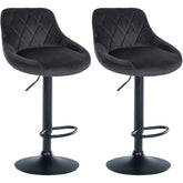 2er Set Barhocker Lazio Samt schwarz - dunkelgrau