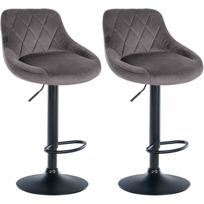 2er Set Barhocker Lazio Samt schwarz - grau by Dropshipping-Europe – Barhocker