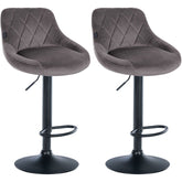 2er Set Barhocker Lazio Samt schwarz - grau