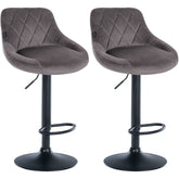 2er Set Barhocker Lazio Samt schwarz - grau by Dropshipping-Europe – Barhocker