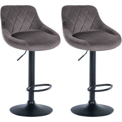 2er Set Barhocker Lazio Samt schwarz - grau by Dropshipping-Europe – Barhocker