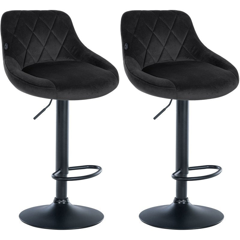 2er Set Barhocker Lazio Samt schwarz - schwarz by Dropshipping-Europe – Barhocker