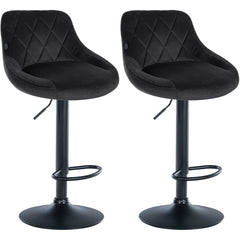 2er Set Barhocker Lazio Samt schwarz - schwarz