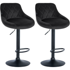 2er Set Barhocker Lazio Samt schwarz - schwarz by Dropshipping-Europe – Barhocker