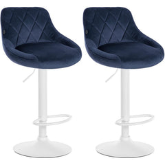 2er Set Barhocker Lazio Samt wei� - blau