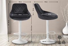 2er Set Barhocker Lazio Samt wei� - dunkelgrau