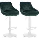 2er Set Barhocker Lazio Samt wei� - dunkelgr�n