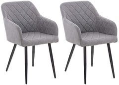 2er Set Esszimmerstuhl Shila Stoff - grau