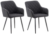 2er Set Esszimmerstuhl Shila Stoff - schwarz