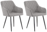2er Set Esszimmerstuhl Shila Samt - grau