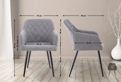 2er Set Esszimmerstuhl Shila Stoff - grau