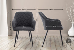2er Set Esszimmerstuhl Shila Stoff - schwarz