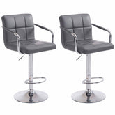 Set di 2 sgabelli da bar Lucy V2 cromati in grigio, eleganti e moderni per qualsiasi ambiente.