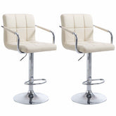 Set di 2 sgabelli da bar Lucy V2 cromati in crema, eleganti e moderni, perfetti per ogni ambiente.