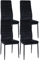 4er Set Esszimmerstühle Mayfair Samt - schwarz