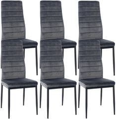 6er Set Esszimmerstühle Mayfair Samt - grau