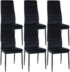 6er Set Esszimmerstühle Mayfair Samt - schwarz