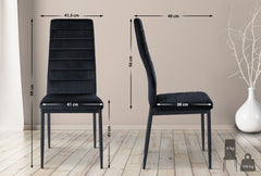4er Set Esszimmerstühle Mayfair Samt - schwarz
