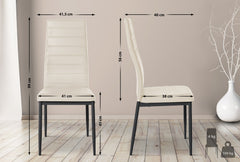6er Set Esszimmerstühle Mayfair Kunstleder - creme