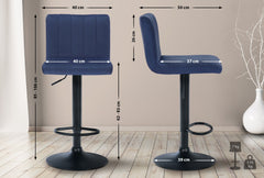2er Set Barhocker Jamie Samt - blau