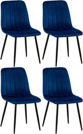 4er Set Stühle Dijon Samt - blau