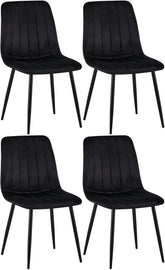 4er Set Stühle Dijon Samt - schwarz