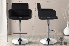 Barhocker Los Angeles Samt chrom - schwarz